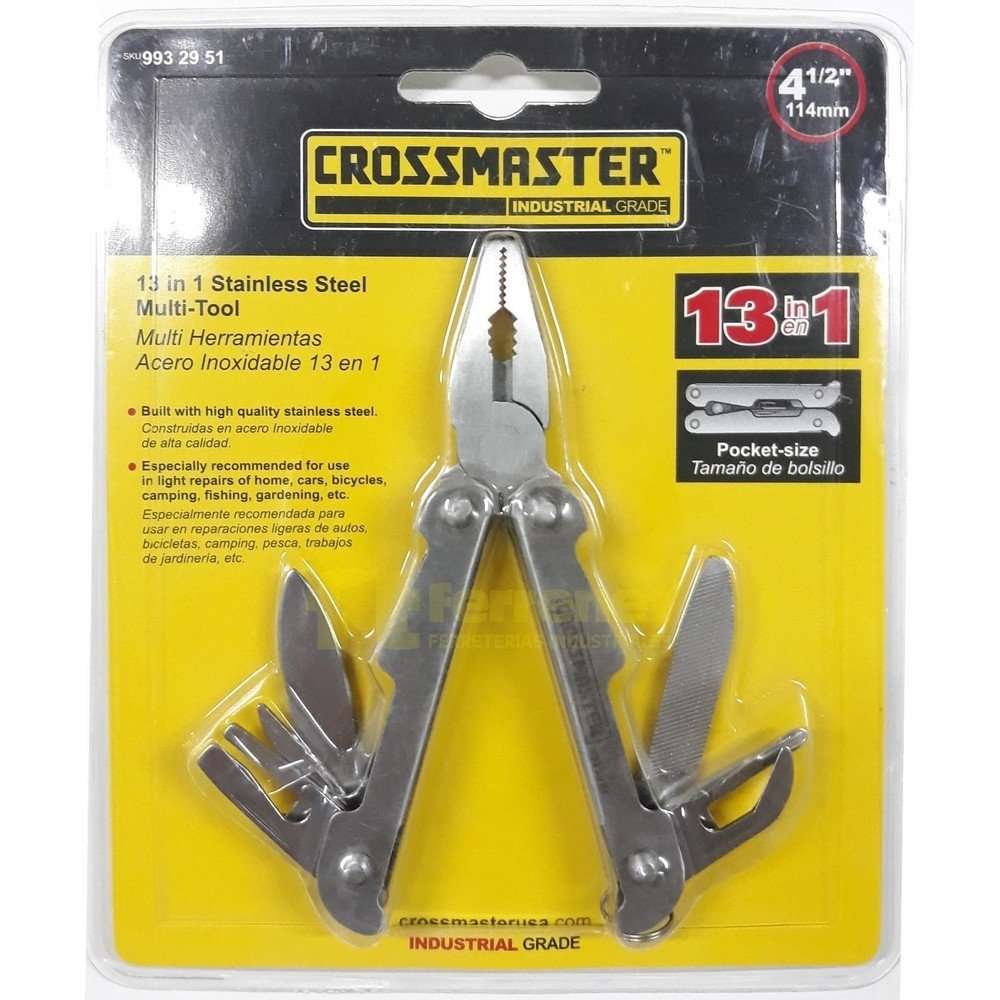 Pinza Multifunción Crossmaster Acero Inoxidable 4.1/2 - 13 Funciones