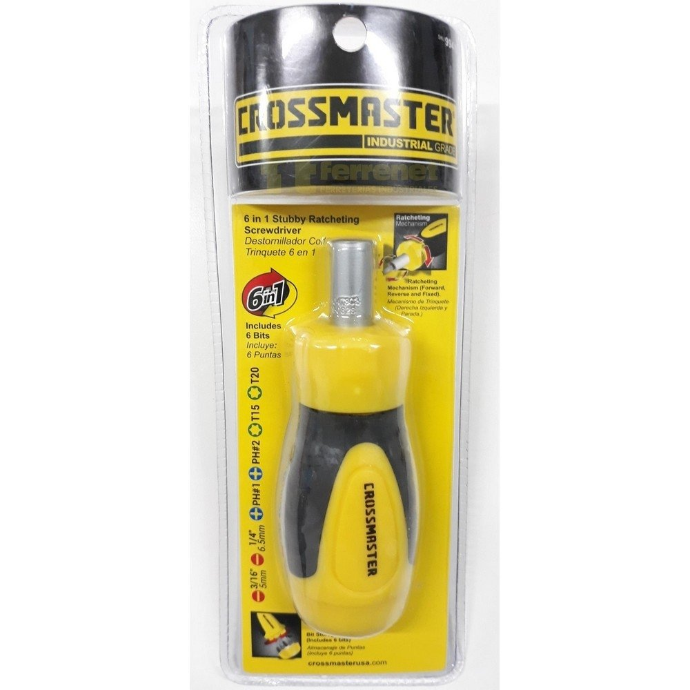 Destornillador Crossmaster Corto Con Crique 6 Puntas