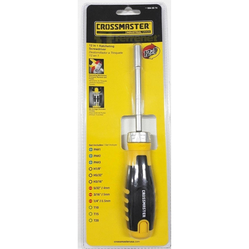 Destornillador Crossmaster Largo Con Crique 12 Puntas
