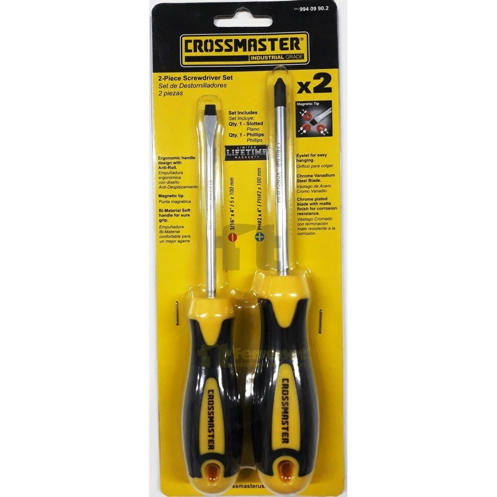 Set De Destornilladores Crossmaster  Plano Y Phillips 2 Piezas
