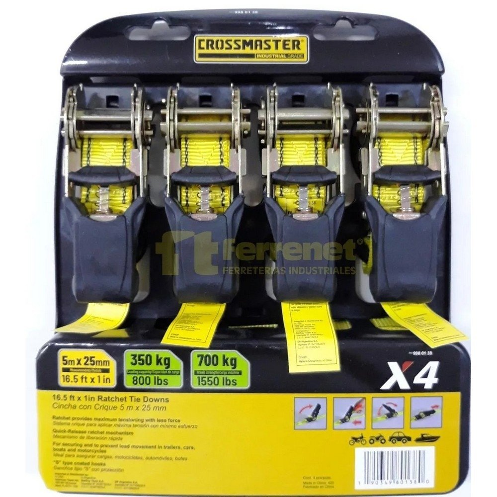 Equipo Crique Tensor Crossmaster Con Gancho 700 Kgs X 4 Pcs.