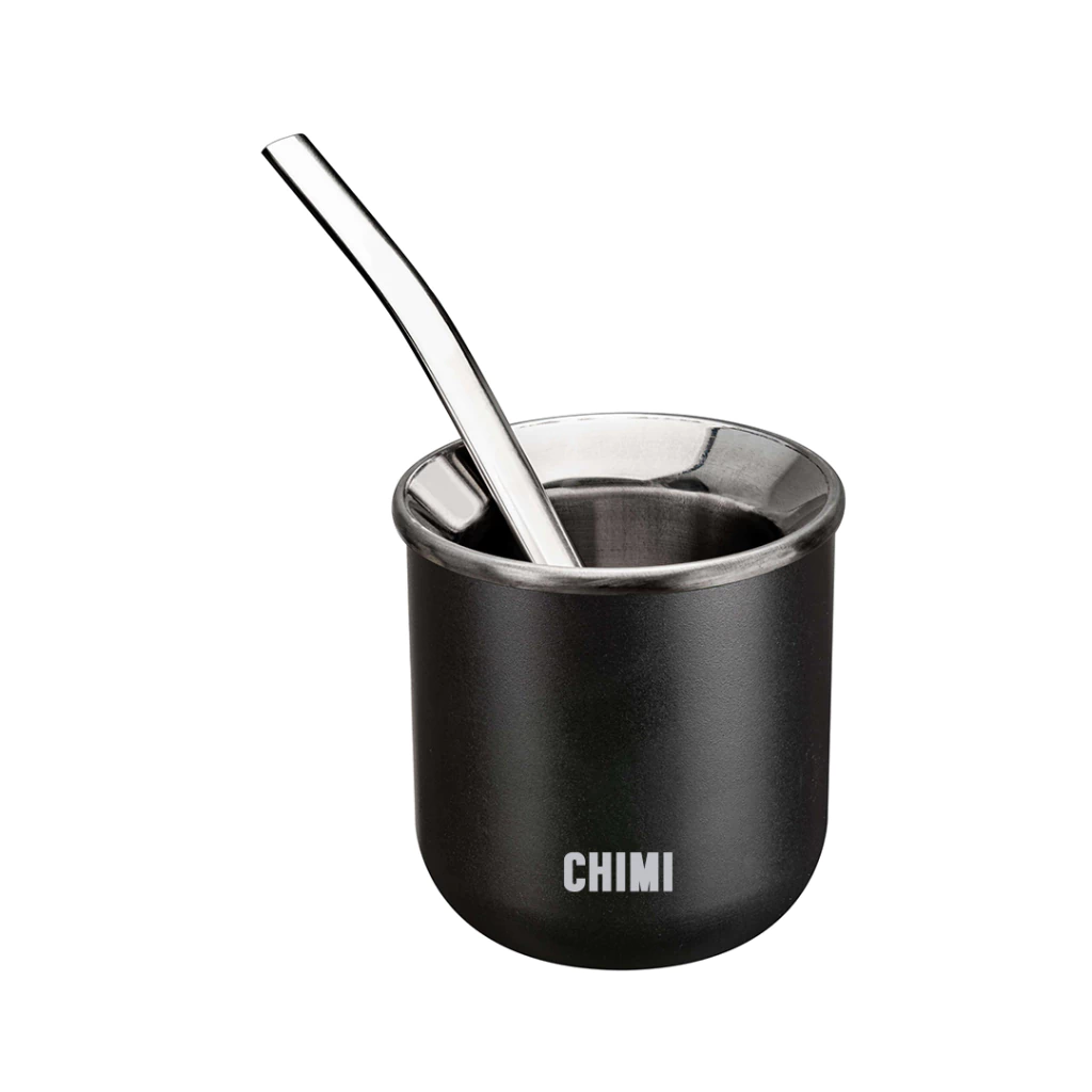 MATE NEGRO DE ACERO INOXIDABLE CON BOMBILLA