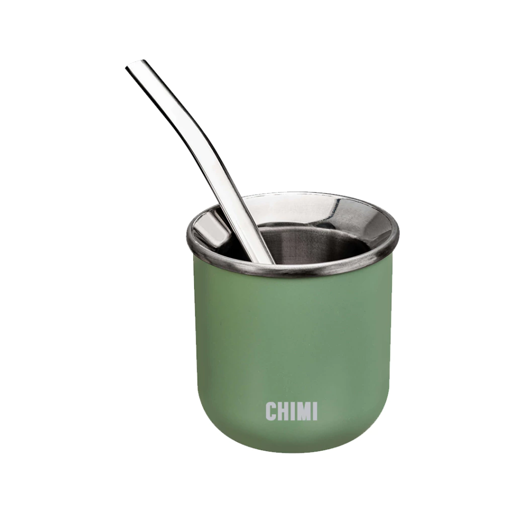 MATE VERDE DE ACERO INOXIDABLE CON BOMBILLA