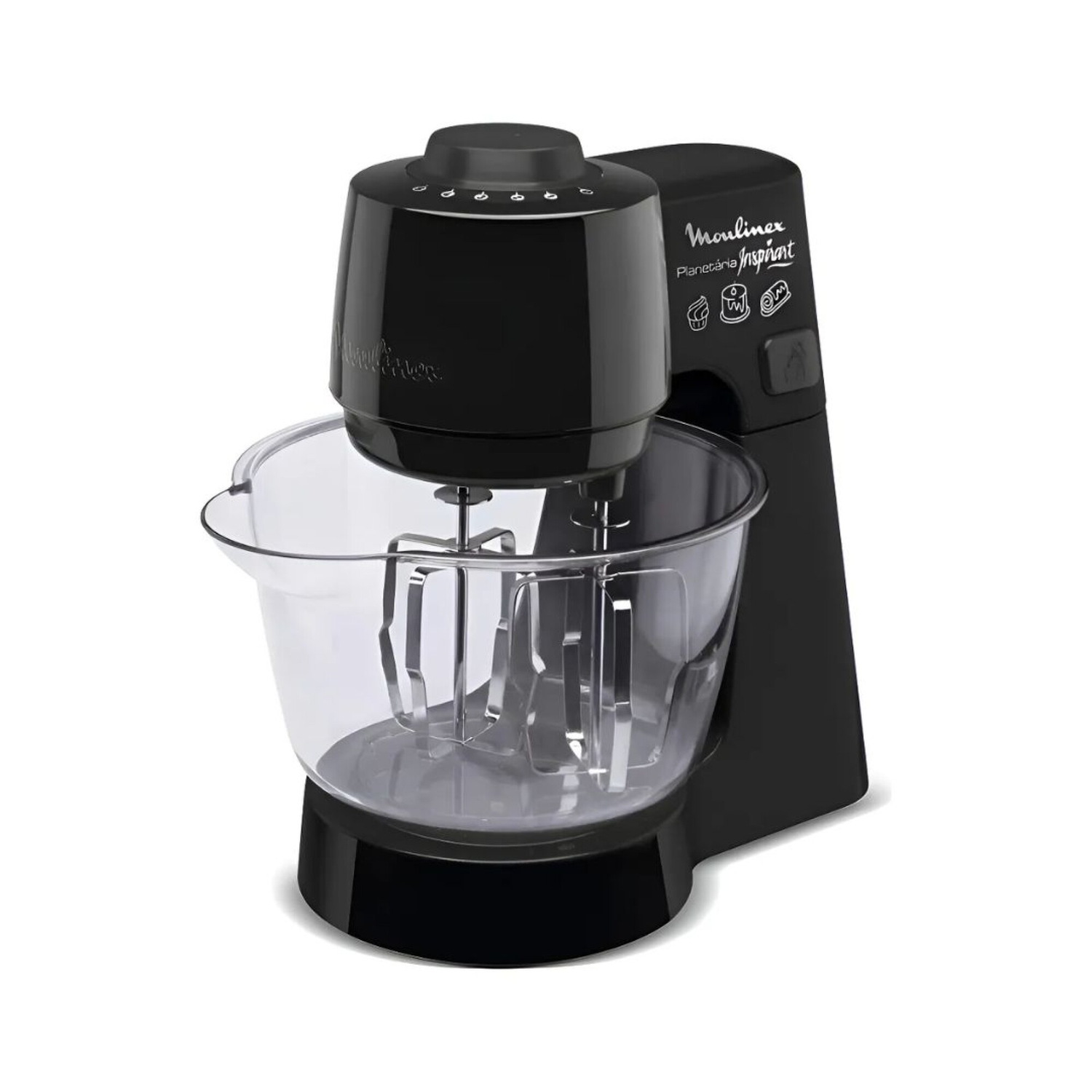 Batidora Planetaria Moulinex Inspirart | 500w | 5 Velocidades + Pulso | 3.2Lts | Color negro.