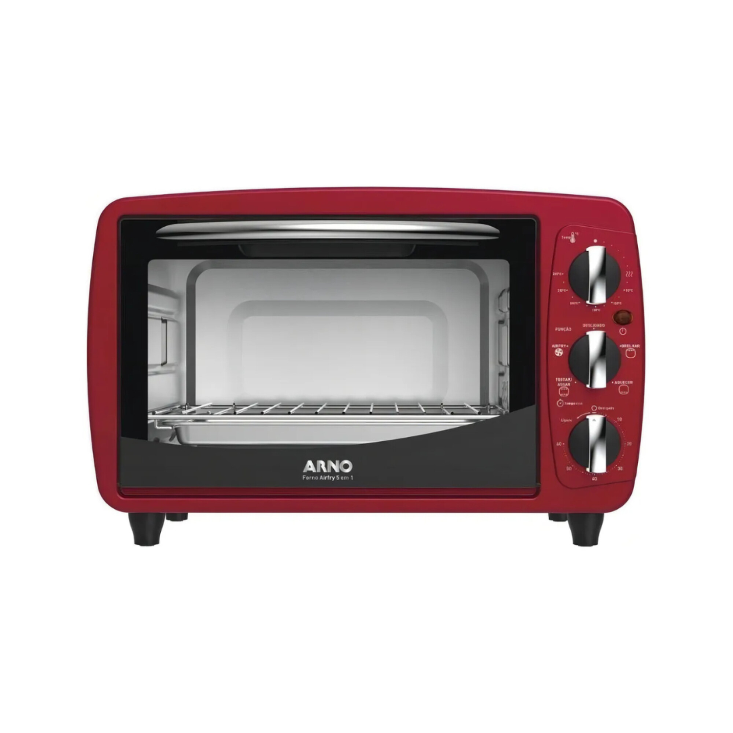 Horno eléctrico y freidora sin aceite Arno de 20 litros | 5 En 1 | Color rojo.