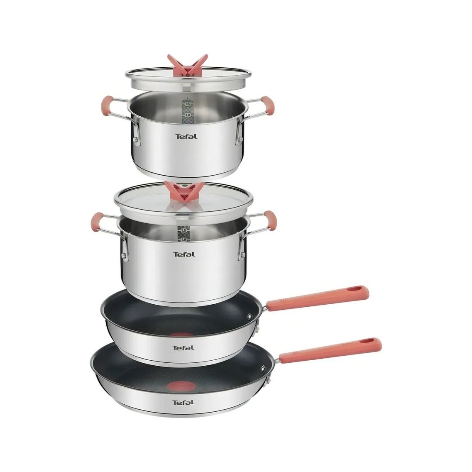 Bateria de cocina Tefal Optispace 6 piezas | Acero inoxidable.