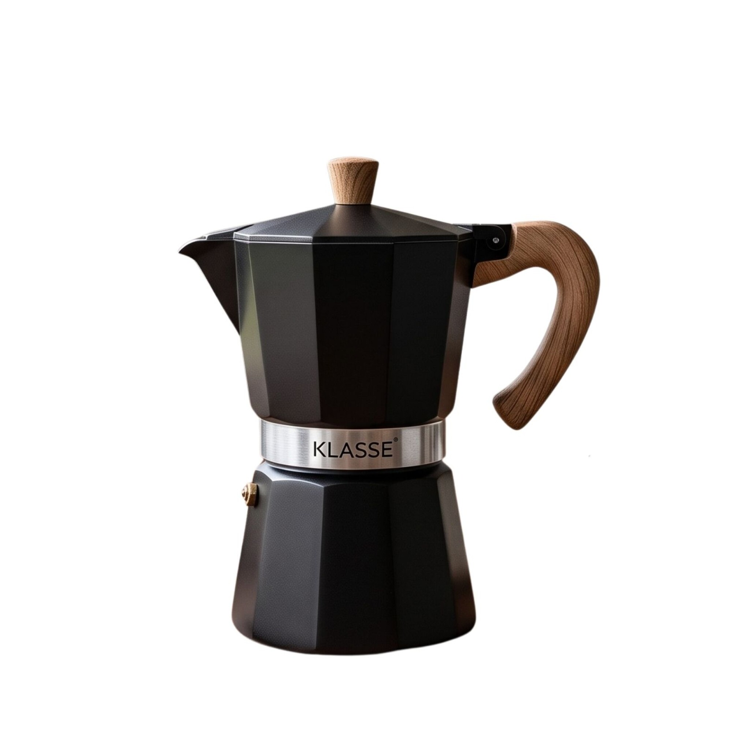Cafetera Italiana Klasse Moka de 6 tazas | 310ml | Negro y Madera