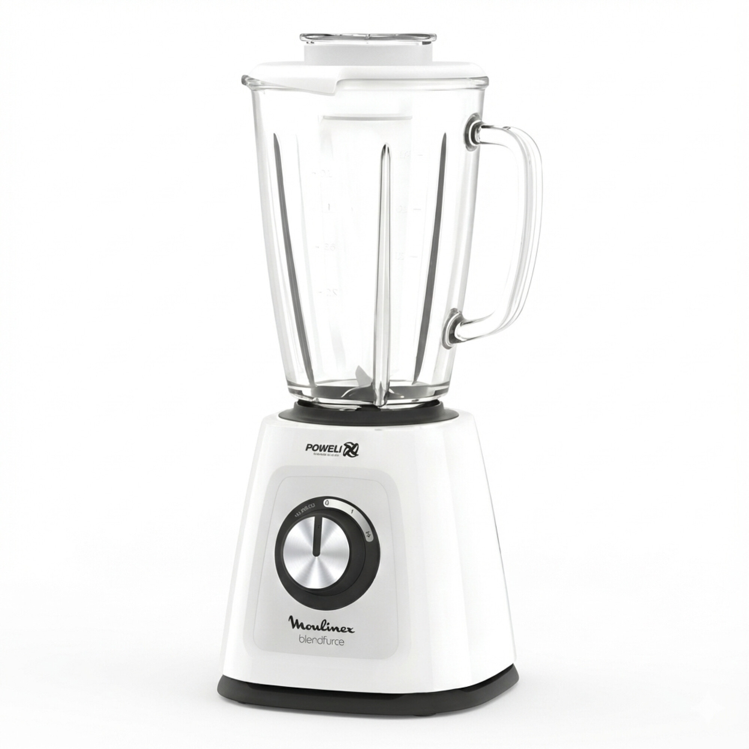 Licuadora Moulinex Blendforce, Jarra Vidrio + Vaso, 800w, Color blanco.