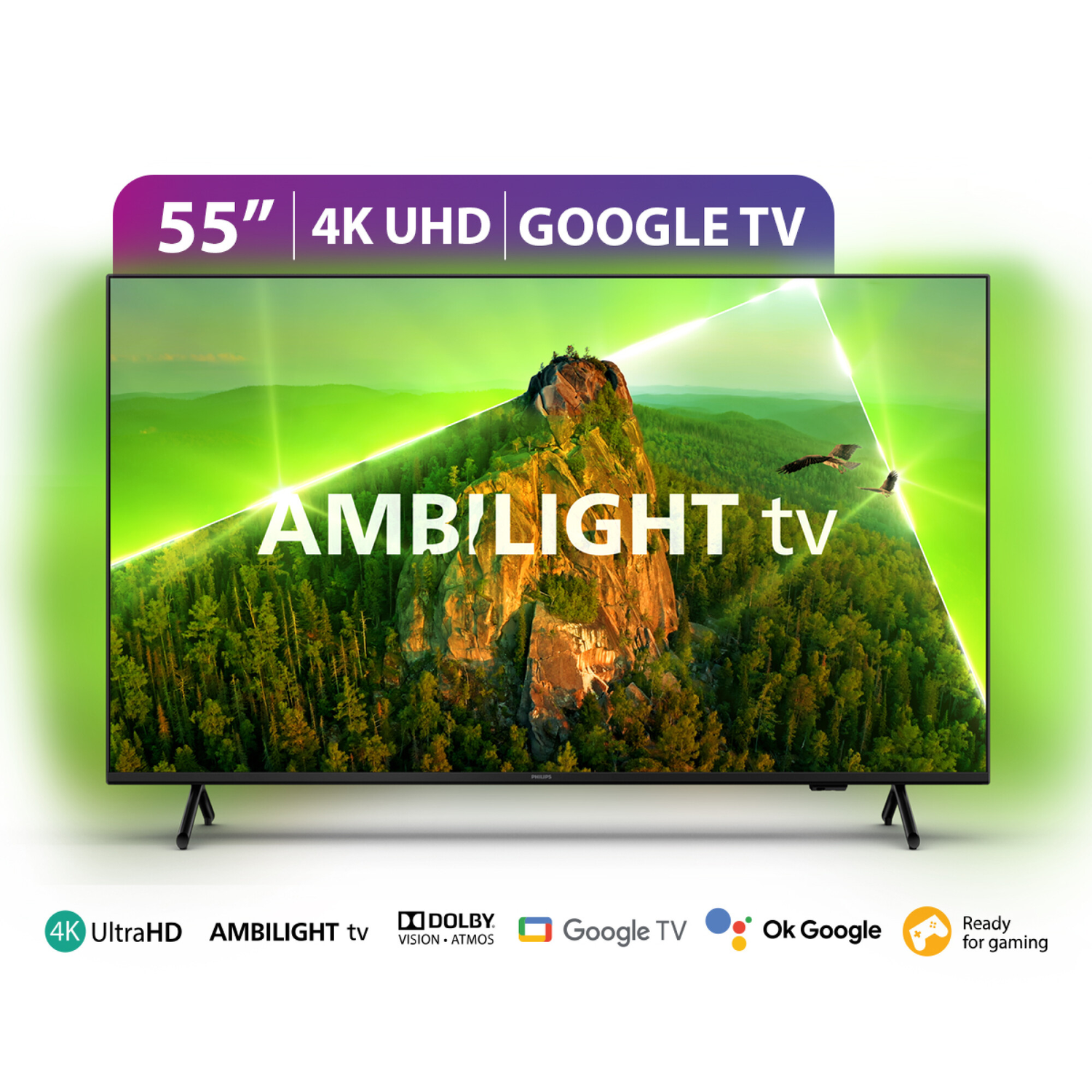 Smart TV Philips 55" Google TV Ambilight 4K UHD