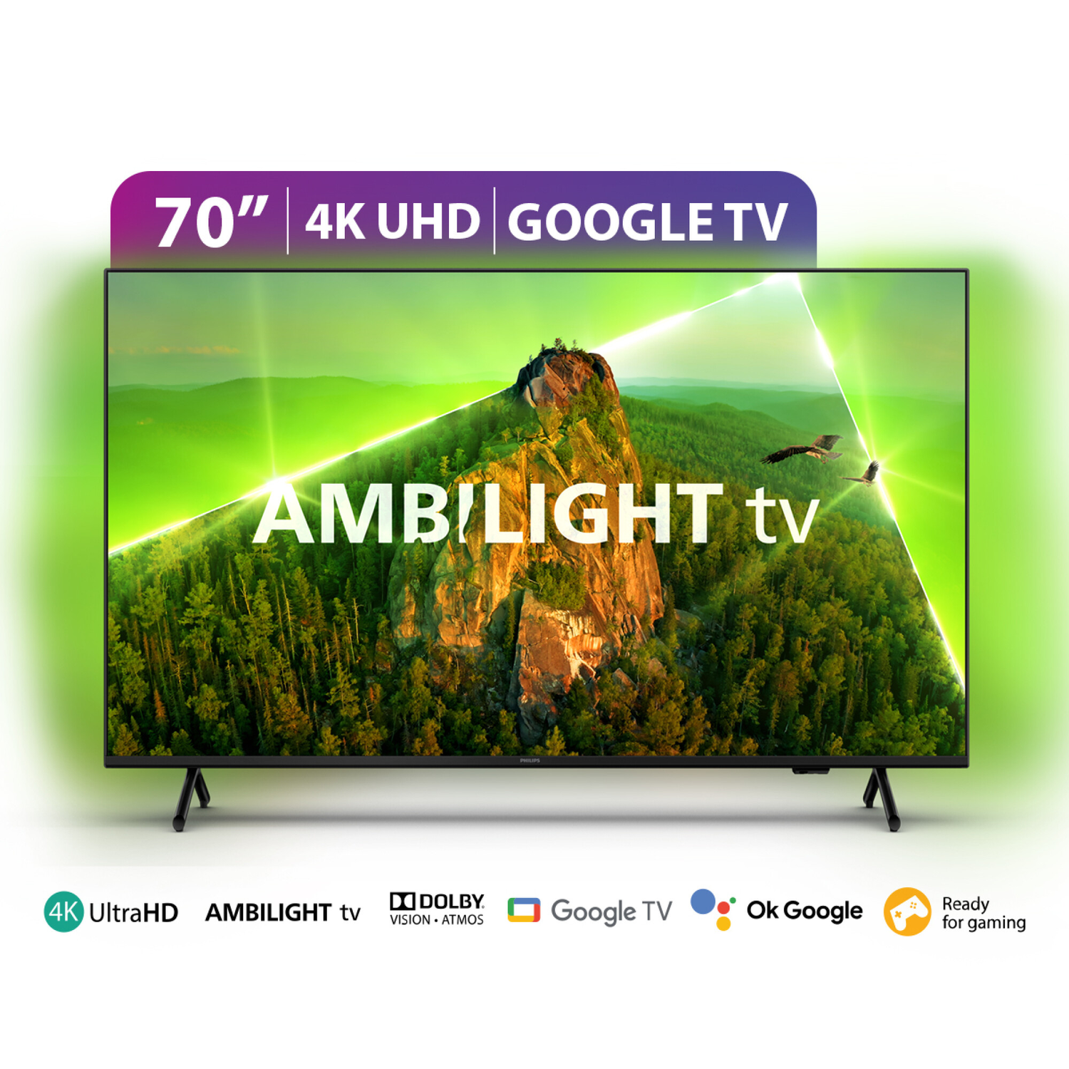 Smart TV Philips 70" Google TV Ambilight 4K UHD