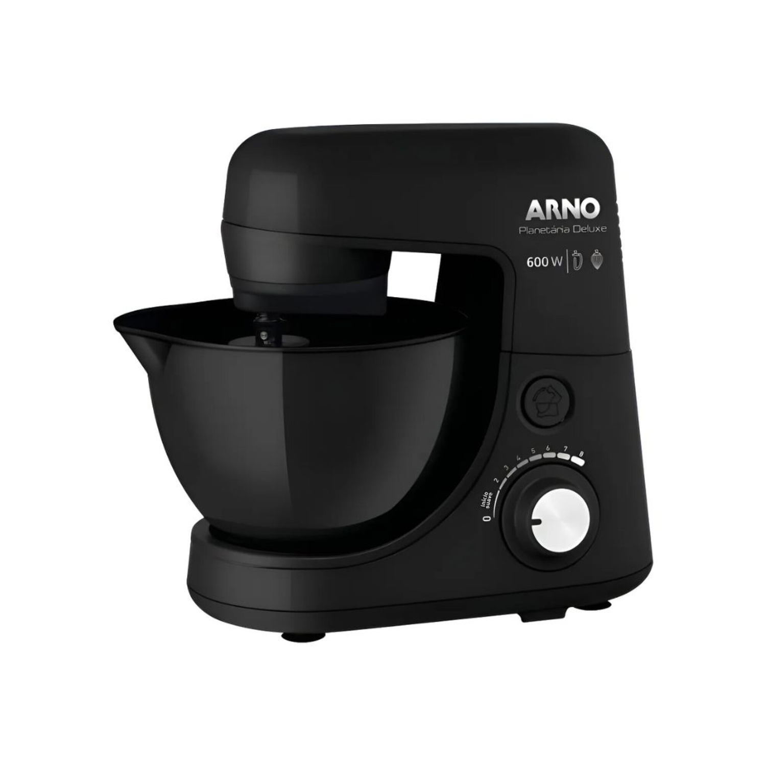 Batidora planetaria Arno Deluxe | 8 velocidades | Bowl de 4,1 Lts.| Color negro.