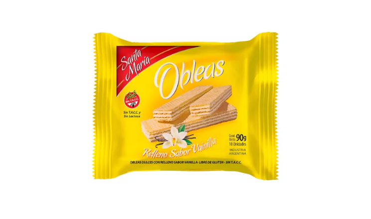 OBLEAS VAINILLA SIN TACC X 90G - SANTA MARIA