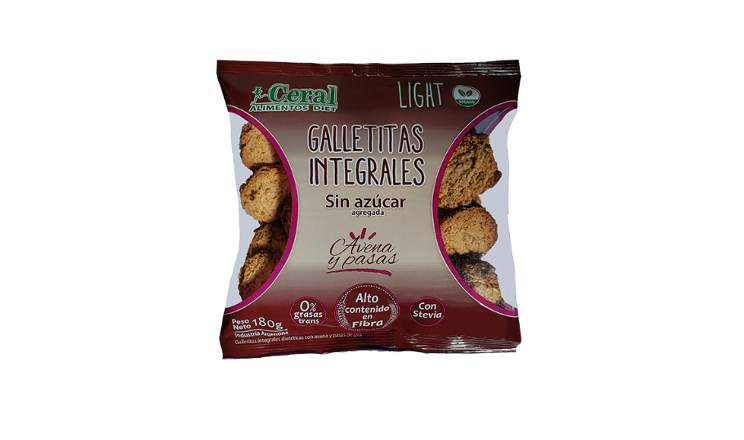 GALLETITAS INTEGRALES AVENA Y PASAS X 180G - CERAL