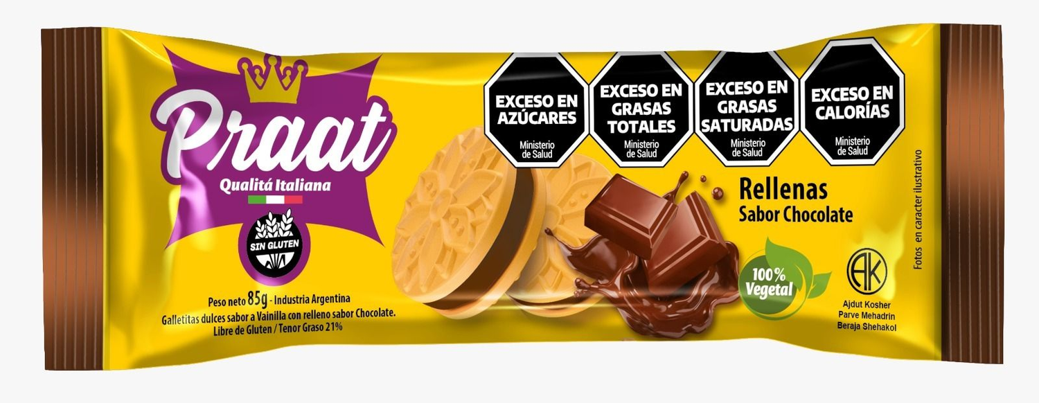 GALLETITAS RELLENAS CON CHOCOLATE X 90G - PRAAT