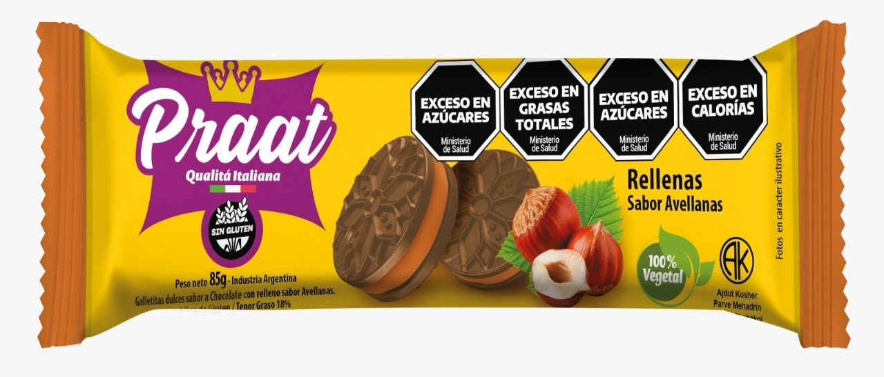 GALLETITAS RELLENAS CON AVELLANA X 85G - PRAAT