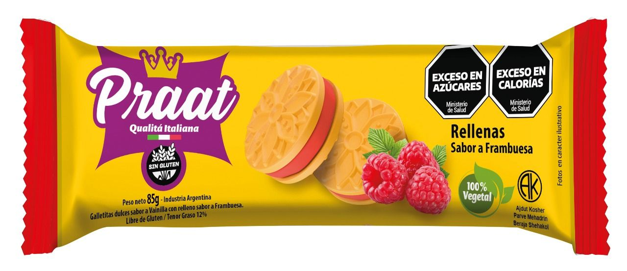 GALLETITAS RELLENAS CON FRAMBUESA X 85G - PRAAT