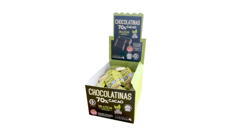 CHOCOLATINAS 70% CACAO CON STEVIA X 5G - COLONIAL